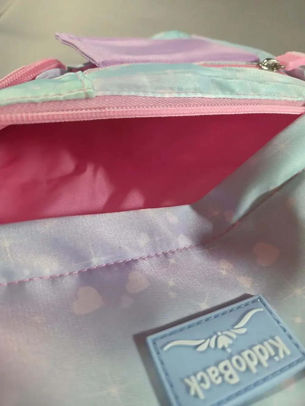 KiddoBack Girls Pastel Rainbow Hearts School Backpack.